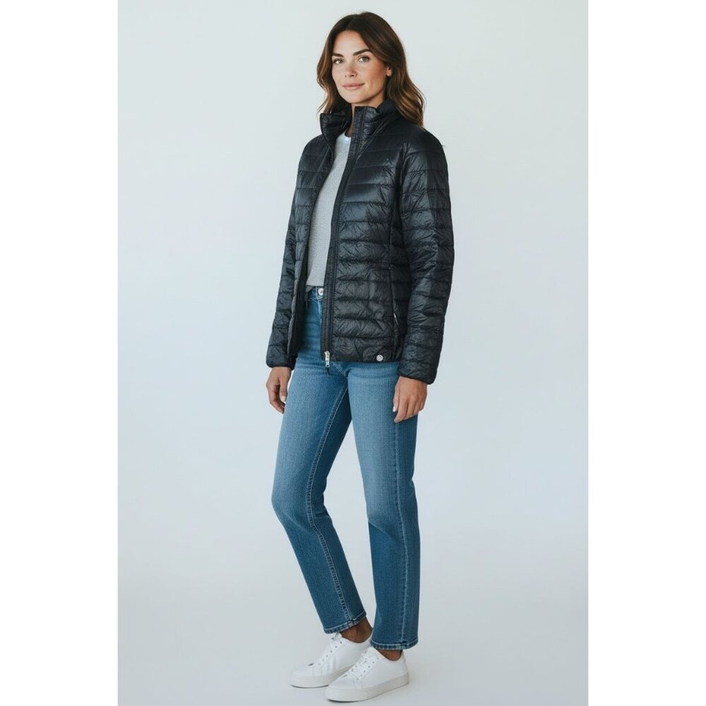 Womens S REI Co-op Magma 650 Down Jacket Black Puffer Quilted Full-Zip Packable